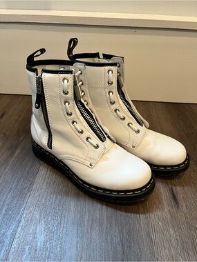 Dr. Martens White Twin Zip Leather Boots